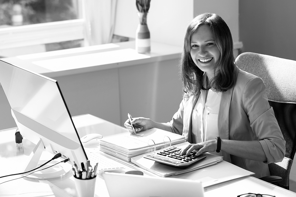 Professional Accountant Woman In Office Doing Accounting