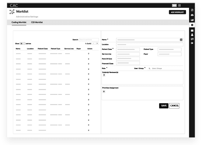 Intelligent cac worklist screen